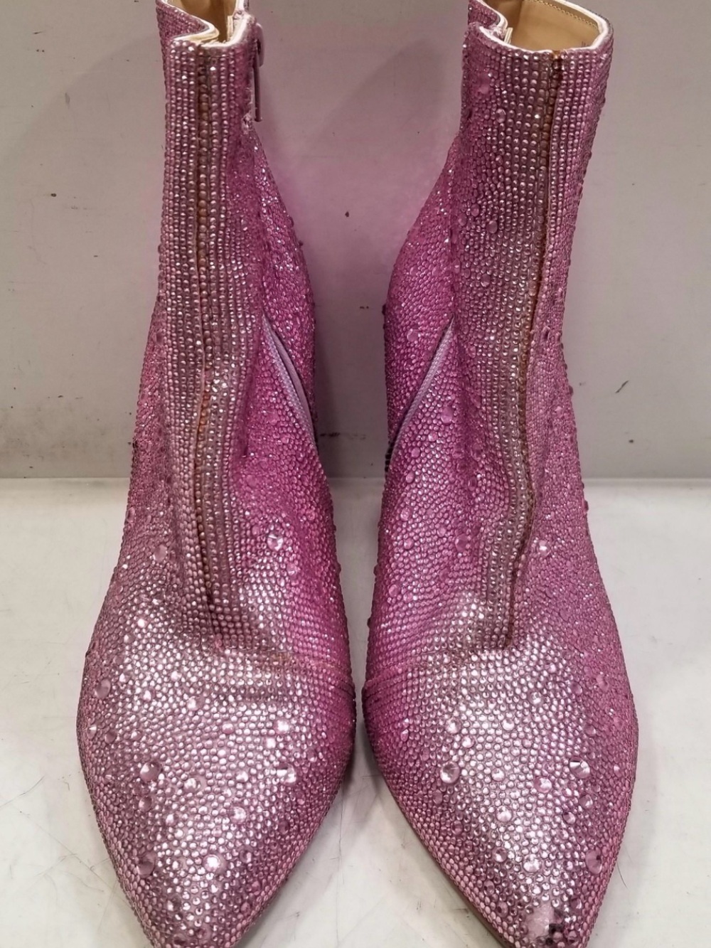 Betsey Johnson Cady 8.5 Pink Crystal-Embellished Ankle Boots